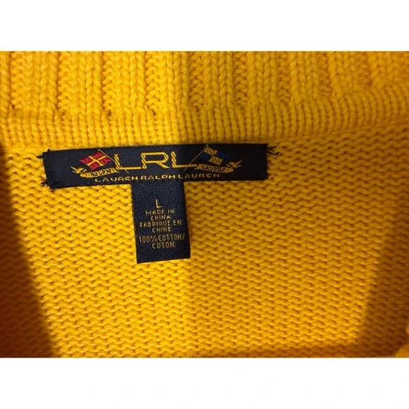 NWT Ralph Lauren Yellow Shawl Collar Sweater Size L Gold Button - Picture 6 of 6